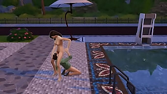 A Young Man Forcefully Has Sex With A Voluptuous Maid By The Swimming Pool